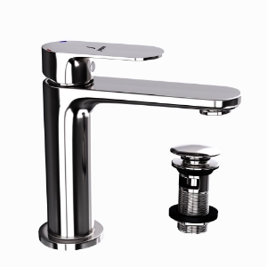 Picture of Single Lever Basin Mixer with click clack waste - Black Chrome