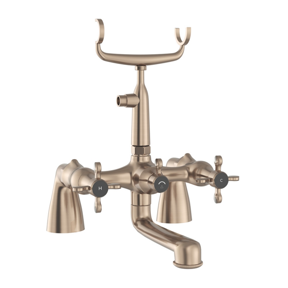 Picture of Bath & Shower Mixer with Telephone Shower Crutch - Gold Dust